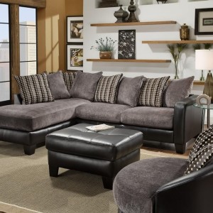 Black And Grey Microfiber Sectional