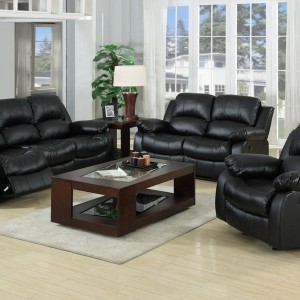 Black Leather Recliner Sofa Set