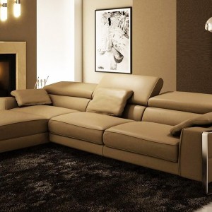 Brown Leather Chaise Sofa