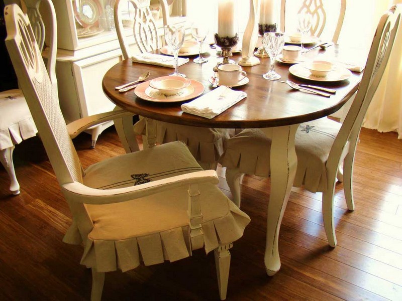 Cushioned Dining Room Chair Skirted Slip Covers