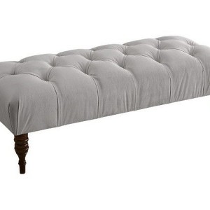 Grey Velvet Tufted Ottoman