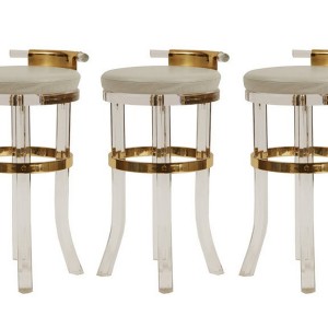 Lucite And Brass Bar Stools