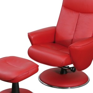 Red Leather Swivel Recliner Chair