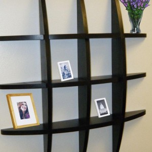 Wonderful Living Room Wall Shelves With Black Wooden Material