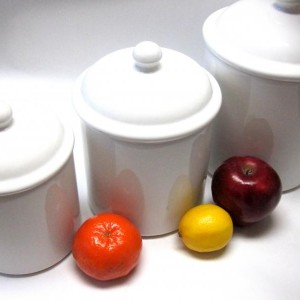 White Ceramic Canisters For The Kitchen