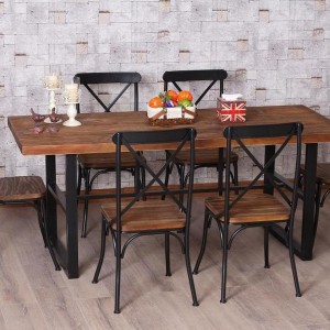 Wood And Iron Dining Table